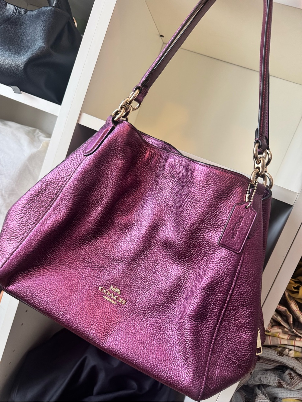 Coach style F80271 Hallie Shoulder Bag metallic pebble leather unicorn 🦄 - Picture 12 of 12
